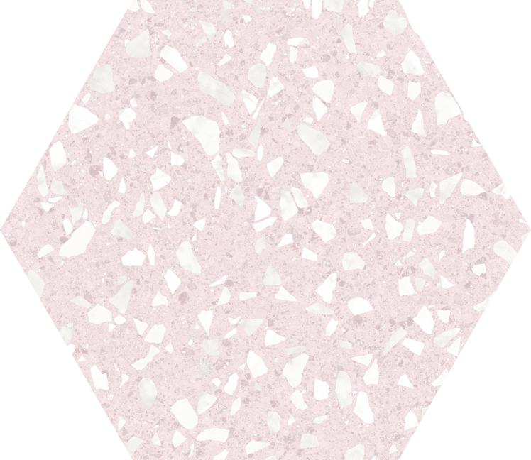 Carrelage terrazzo hexagonal rose