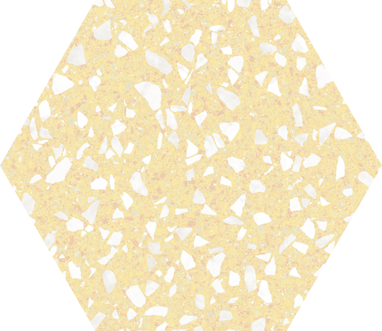 Carrelage terrazzo hexagonal jaune